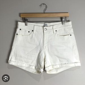 J.crew mid rise cut off white denim shorts /29/